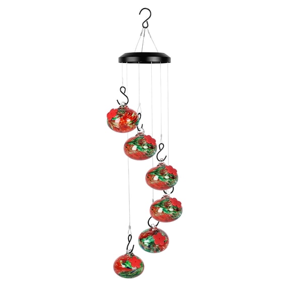 BRELIL Hummingbird Feeders Wind Chimes, Durable Glass Bird Feeder for Outdoors, Decorative Garden Patio Yard Decor with Multiple Feeding Stations, Gift for Mother Day Spring Summer Bird Watching