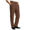 thumbnail image 1 of BRELIL Men Plus Size Straight Leg Mid Rise Trousers Elastic Waist Casual Office Pants Long Trousers with Pockets Work Dress Relaxed Fit Fall Winter, Brown 3XL, 1 of 7