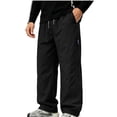 thumbnail image 1 of BRELIL Men's Cargo Pants Loose Fit Wide Leg Drawstring Casual Streetwear Activewear Quick Dry Joggers Workout Hiking Trousers Solid Fall Fashion, Black 2XL, 1 of 5