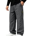 thumbnail image 1 of BRELIL Men's Cargo Pants Loose Fit Wide Leg Drawstring Casual Streetwear Activewear Quick Dry Joggers Workout Hiking Trousers Solid Fall Fashion, Dark Gray XL, 1 of 5