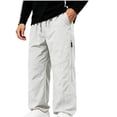 thumbnail image 1 of BRELIL Men's Cargo Pants Loose Fit Wide Leg Drawstring Casual Streetwear Activewear Quick Dry Joggers Workout Hiking Trousers Solid Fall Fashion, White L, 1 of 5