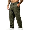 thumbnail image 1 of BRELIL Men's Plus Size Cargo Pants Loose Fit Drawstring Elastic Waist Hiking Joggers Casual Streetwear Outdoor Work Trousers Solid Fall Fashion, Army Green S, 1 of 7