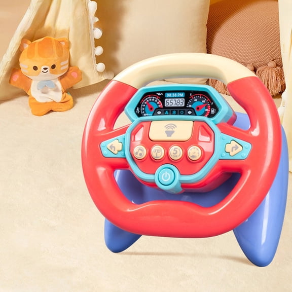 BRELIL Simulated Steering WheelToyForKids, Durable Plastic Rear Seat Car Driving Game ForChildren, Interactive Steering Wheel For BoysGirlsHoliday Birthday Gifts Car Travel Road Trip