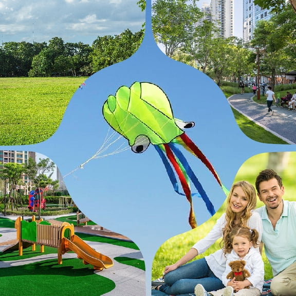 BRELIL Spring Kites ForKidsAnd Adults, Easy To Fly Octopus KiteToy, 10ft Long 4M Large Soft Nylon Kite For Beginners, No Assembly Required For Beach Park Outdoor Family Fun