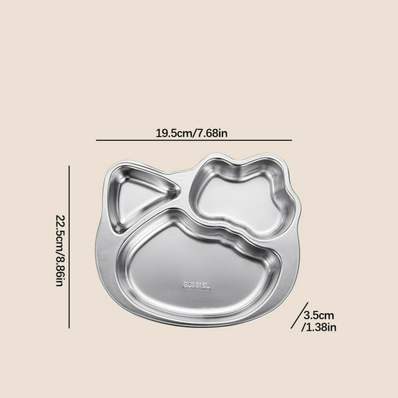 BRELIL Stainless Steel DividedKidsTray, 316 Stainless SteelChildren'sDinner Plate, Durable Rustproof Little One Tableware, Non Slip Compartmentalized Dish for Little One, Easy Clean Feeding Tray for