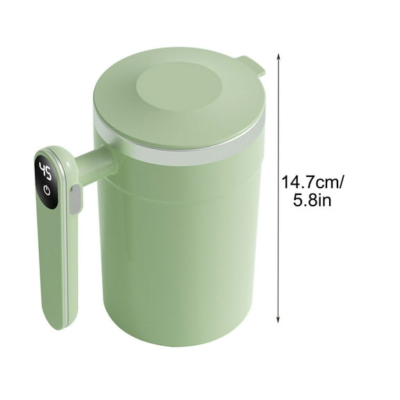 BRELIL Stainless Steel Magnetic Blending Cup, Portable Automatic Coffee Stirrer With Temperature Display, 400ml Electric Mixer For Protein Shakes Tea Hot Chocolate, Rechargeable Travel Mug For Home