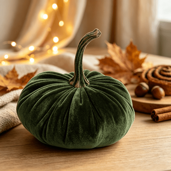 BRELIL Velvet Pumpkins Decor, Soft Stuffed Pumpkin Ornaments 15x15cm, Plush Autumn Halloween Thanksgiving Table Centerpiece, Fall Harvest Home Kitchen Shelf Decoration,1Pcs
