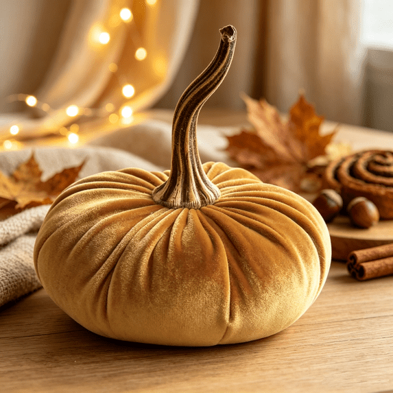 BRELIL Velvet Pumpkins Decor, Soft Stuffed Pumpkin Ornaments 15x15cm, Plush Autumn Halloween Thanksgiving Table Centerpiece, Fall Harvest Home Kitchen Shelf Decoration,1Pcs