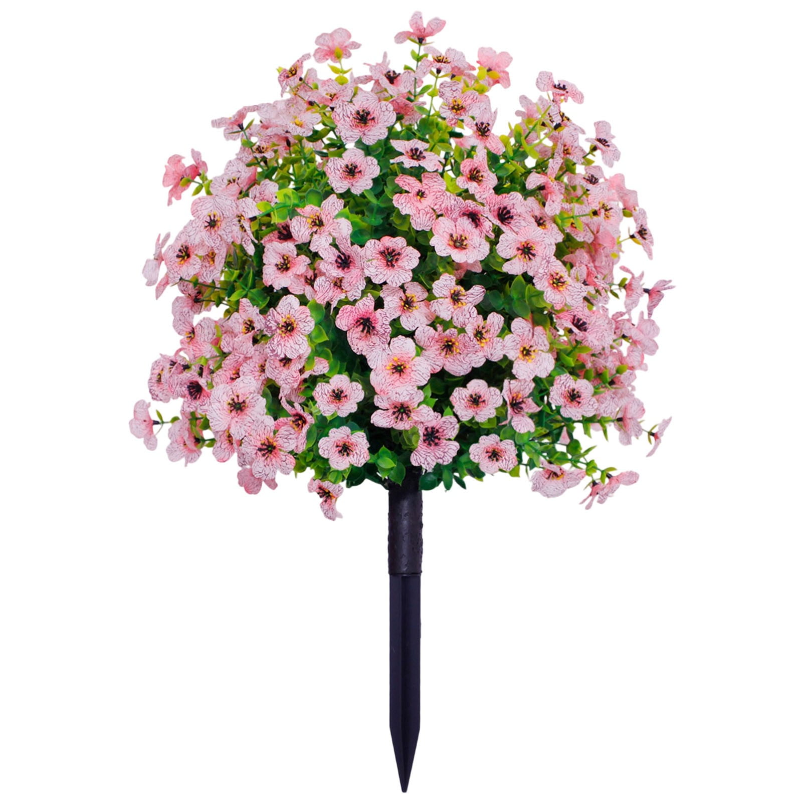 BRELIL Violet Artificial Flowers With Ground Spikes, Durable Faux Shrubs Garden Stake, 22 Inch Outdoor UV Resistant Fade Proof Decoration for Porch Patio Lawn Wedding Party