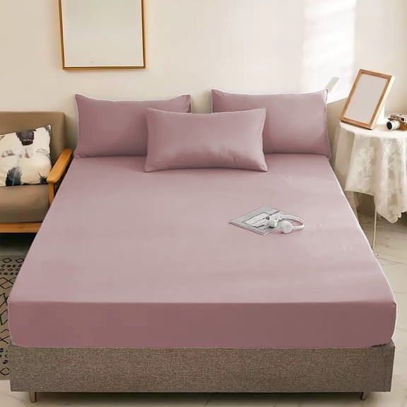BRELIL Washed Fitted Sheet, Full Size Bed Sheet Dust Cover Anti-Slip Mattress Protector, Polyester Elastic Bottom Sheet for Bedroom Guest Room