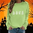 thumbnail image 1 of BRELIL Women Halloween Long Sleeve Pullover Crew Neck Casual Graphic Sweatshirt Fall Outfit Solid Basic Top, Green XL, 1 of 5