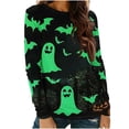 thumbnail image 1 of BRELIL Women Halloween Long Sleeve Pullover Tops Gothic Graphic Casual Tee Round Neck Sweatshirt Fall Outfit, Black XL, 1 of 4