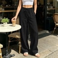 thumbnail image 1 of BRELIL Women Plus Size Wide Leg Drawstring Pants Flowy Casual Lounge Trousers Loose Solid Long Pants Vacation Outfits, Black M, 1 of 6