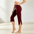 thumbnail image 1 of BRELIL Women's Capri Pants High Waisted Stretch Yoga Workout Slim Fit Active Sporty Pants Summer Hiking Athletic Tights, Wine M, 1 of 7