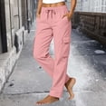 thumbnail image 1 of BRELIL Women's Cargo Pants Drawstring Loose Straight Leg Casual Long Pants Solid Basic Lounge Trousers for Spring Summer Fall Activewear Baggy Athletic Pants, Pink L, 1 of 6
