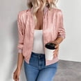 thumbnail image 1 of BRELIL Women's Fall Long Sleeve Zip Up Bomber Jacket Casual Open Front Shiny Jacket Solid Basic Outerwear, Pink M, 1 of 9