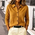 thumbnail image 1 of BRELIL Women's Fall Winter Button Down Cardigan Sweater Long Sleeve Casual Loose Collared Tops Solid Knit Pullover for Women, Yellow M, 1 of 5