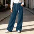 thumbnail image 1 of BRELIL Women's Fuzzy Fleece Wide Leg High Waisted Lounge Pants with Pockets Casual Loose Palazzo Trousers Baggy Athletic Pants Fall Winter Outfits, Navy XL, 1 of 9