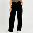 thumbnail image 1 of BRELIL Women's High Waisted Straight Leg Corduroy Trousers with Pockets Casual Loose Long Pants Everyday Travel Outfits Fall Winter Fashion, Black M, 1 of 6