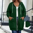 thumbnail image 1 of BRELIL Women's Plus Size Solid Hooded Shacket Fall Winter Zip Front Casual Outwear Long Sleeve Cozy Jacket With Pockets Outerwear Coat, Army Green 2XL, 1 of 6