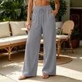thumbnail image 1 of BRELIL Women's Wide Leg High Waisted Lounge Pants with Pockets Casual Solid Baggy Beach Vacation Trousers Loose Fit Fall Outfits, Gray L, 1 of 6