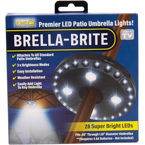 BRELLA BRITE - LED Umbrella Light, 28 Super Bright LEDs, Battery Operated - As Seen on TV