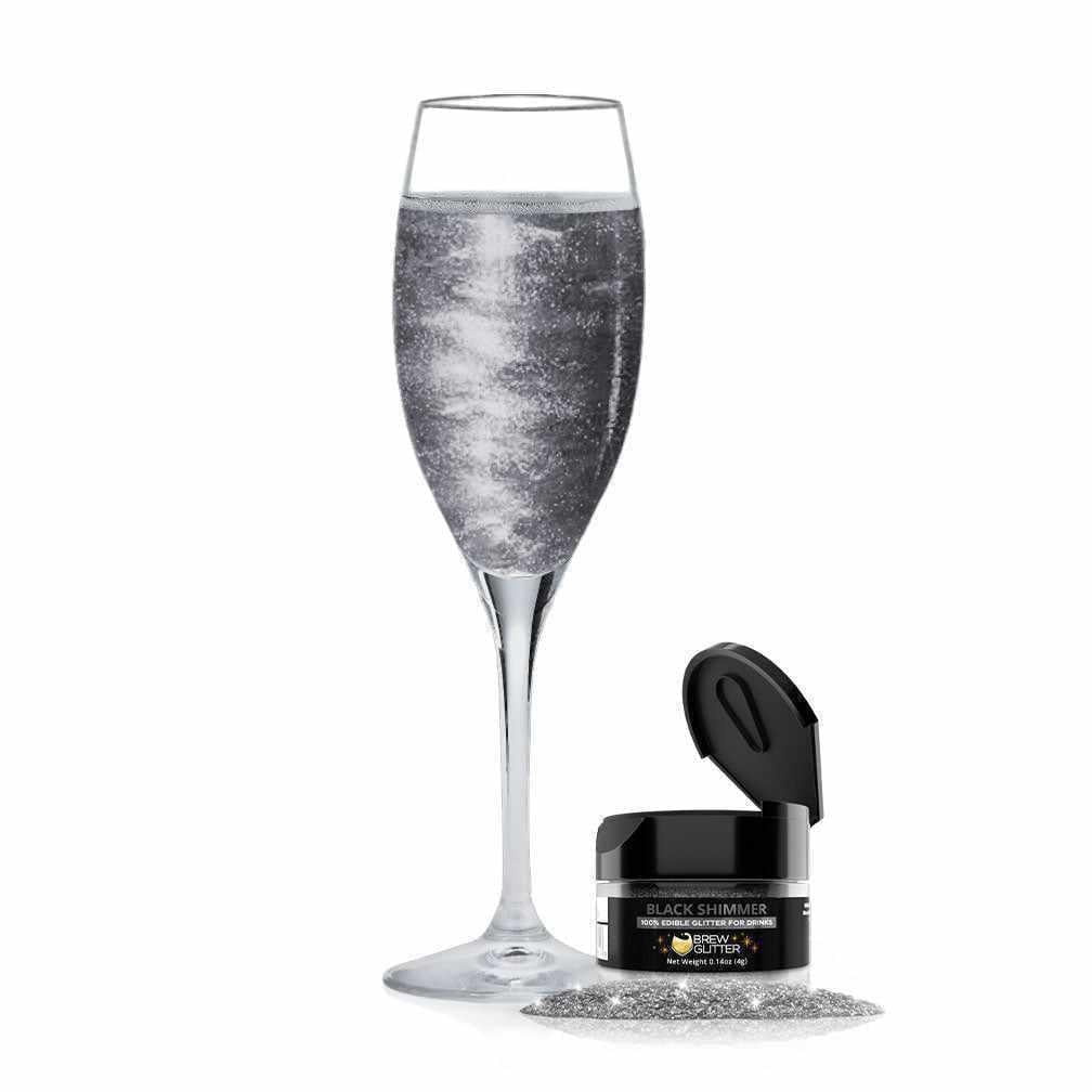  Edible Glitter for Drinks • Shiny Glitter, Shimmer Beverage  Dust for Cocktails, Beer, Wine and More - Color Series Black - 3 gram  Shaker : Grocery & Gourmet Food