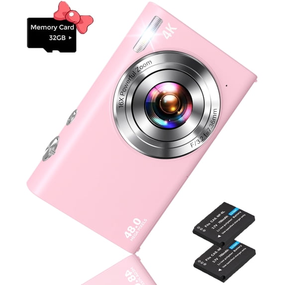 BREWENE Digital Camera 4K Autofocus Vlogging Camera for YouTube with 32GB Card,48MP UHD 16X Digital Zoom Point and Shoot Camera for Photography