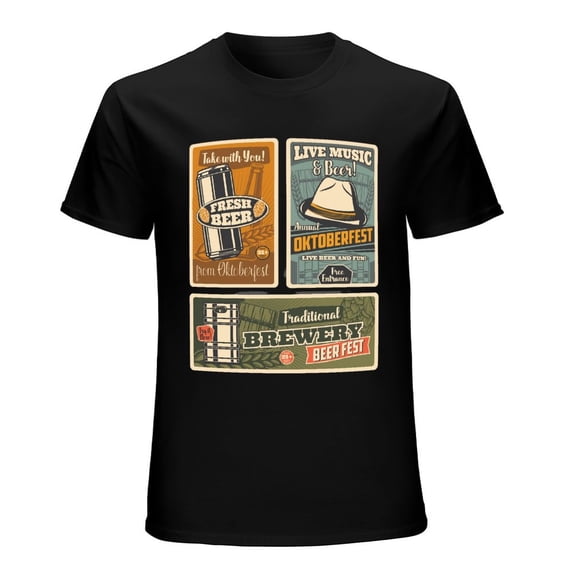 BREWERY Men’s Graphic T-shirt Vintage Short Sleeve Sport Tee Black 5XL