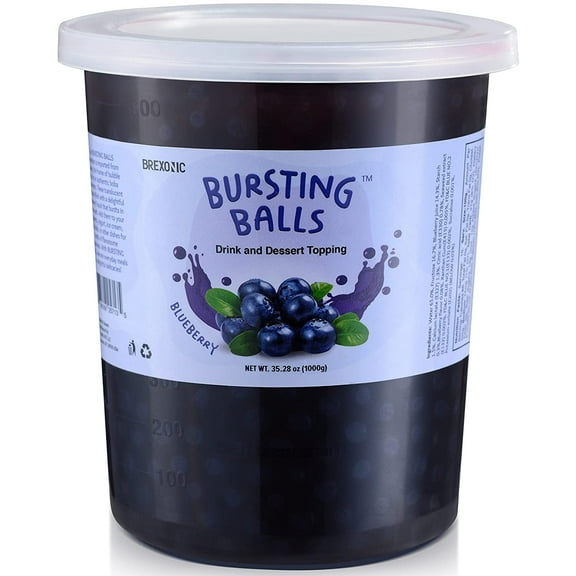 BREXONIC Bursting Boba Pearls Blueberry Tapioca Pearls for Bubble Tea & Desserts, 2 Lbs