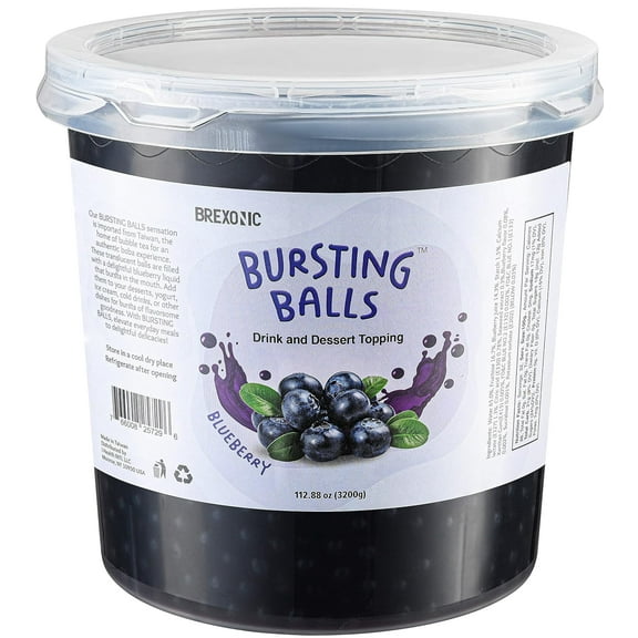 BREXONIC Bursting Boba Pearls Blueberry Tapioca Pearls for Bubble Tea & Desserts, 7 Lbs