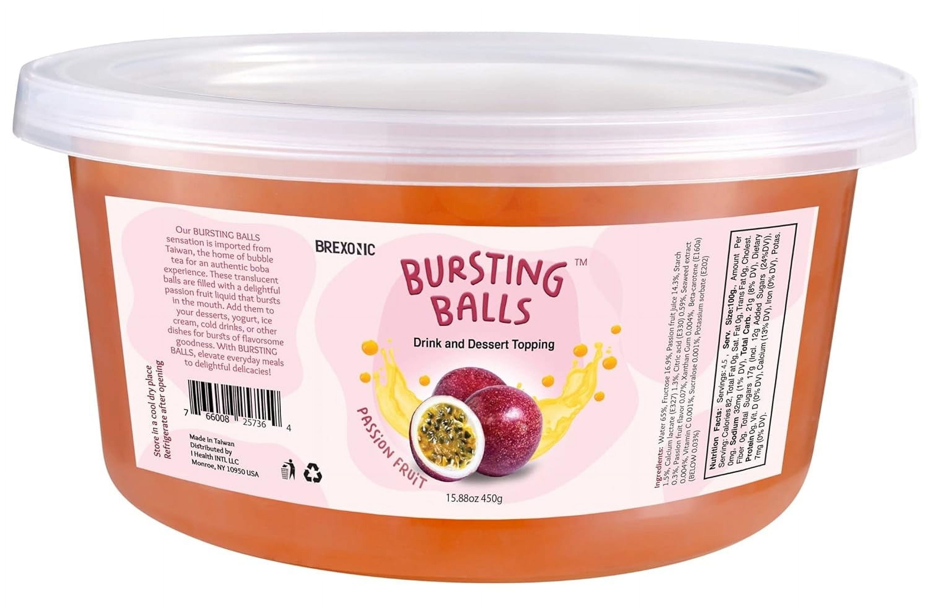 BREXONIC Bursting Boba Pearls Passion Fruit Tapioca Pearls for Bubble Tea & Desserts, 1 Lb