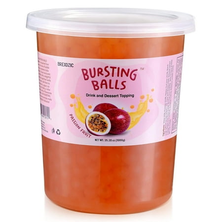BREXONIC Bursting Boba Pearls Passion Fruit Tapioca Pearls for Bubble Tea & Desserts, 2 Lbs