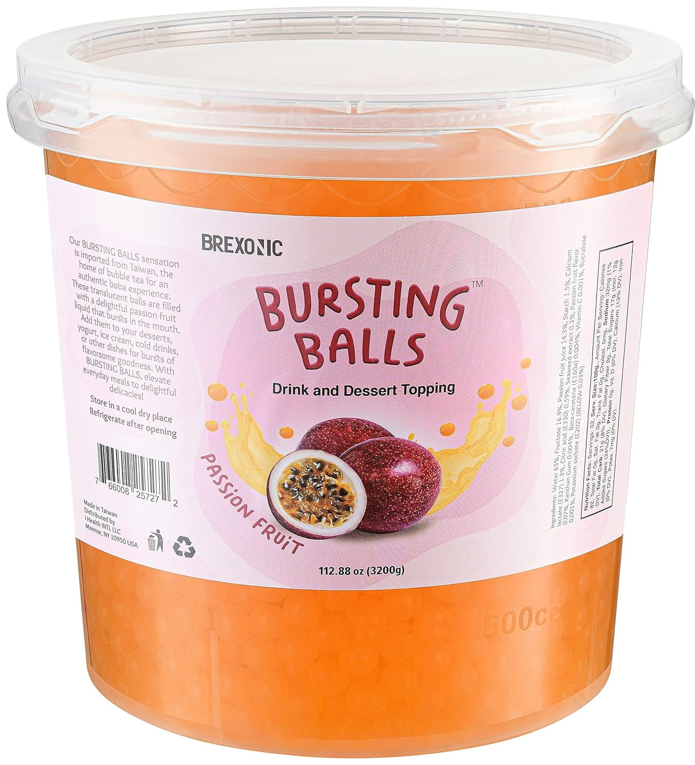 BREXONIC Bursting Boba Pearls Passion FruitTapioca Pearls for Bubble Tea & Desserts, 7 Lbs