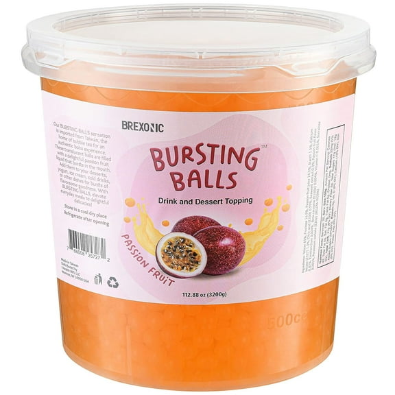 BREXONIC Bursting Boba Pearls Passion FruitTapioca Pearls for Bubble Tea & Desserts, 7 Lbs