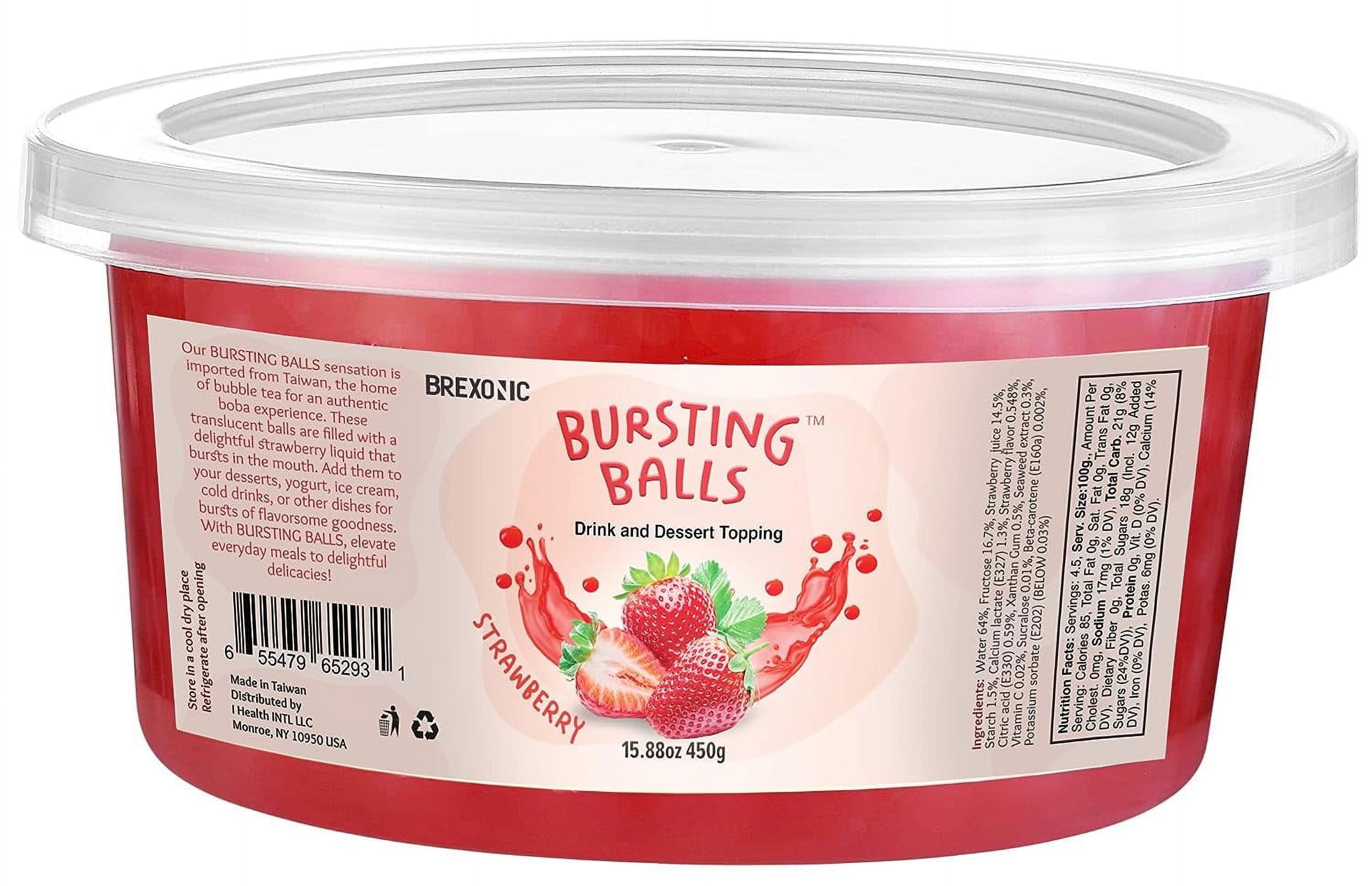 BREXONIC Bursting Boba Pearls, Tapioca Pearls for Bubble Tea & Desserts, 1 Lb (Strawberry)