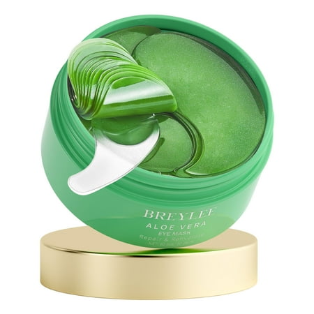 BREYLEE Aloe Vera Eye Masks - 60 Pcs - Reduce Puffy Eyes & Dark Circles, Firm & Improve Under Eye Skin
