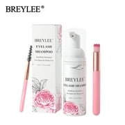BREYLEE Eyelash Extension Cleanser Shampoo Eye lash Foam & Brushes Eyelid Cleanser for Makeup Remover