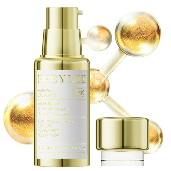 BREYLEE Renewal Eye Serum with Coffine Niacinamide Polypeptide, Eye Care for Puffy Eye Bags Fine Lines Dark Circles Wrinkles, Anti-Puffiness & Fading Fine Lines