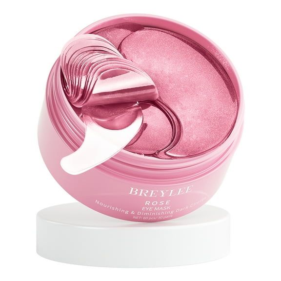 BREYLEE Rose Eye Patches 60 Pcs -Eye Treatment Mask Under Eye Bags Treatment Under Eye Masks for Puffy Eyes Anti-Aging Anti-Wrinkle and Fine Lines Under eye Dark Circles