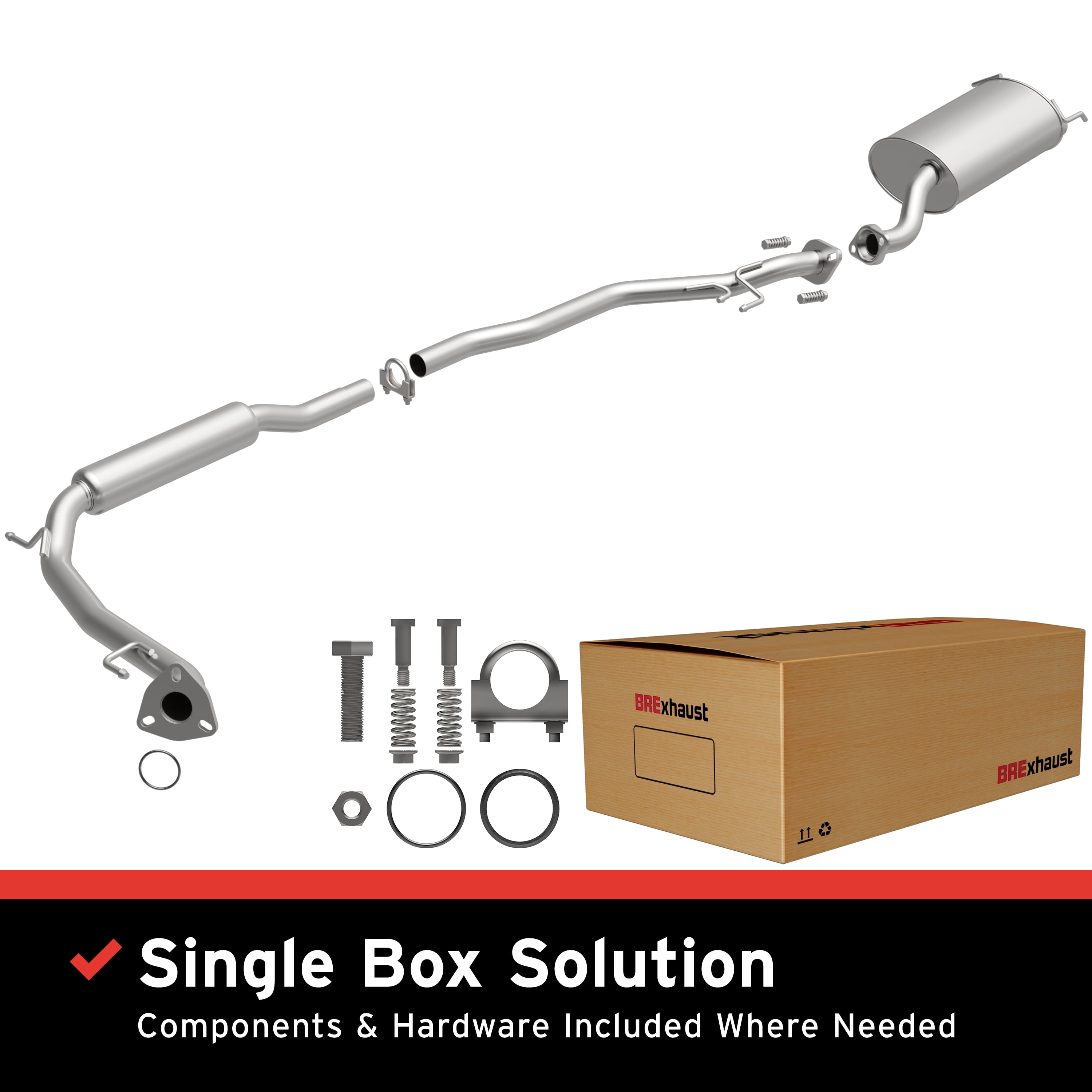 BRExhaust OE Replacement Exhaust System Kit 106-0228: Compatible with 2007-2008 Honda Fit 1.5L