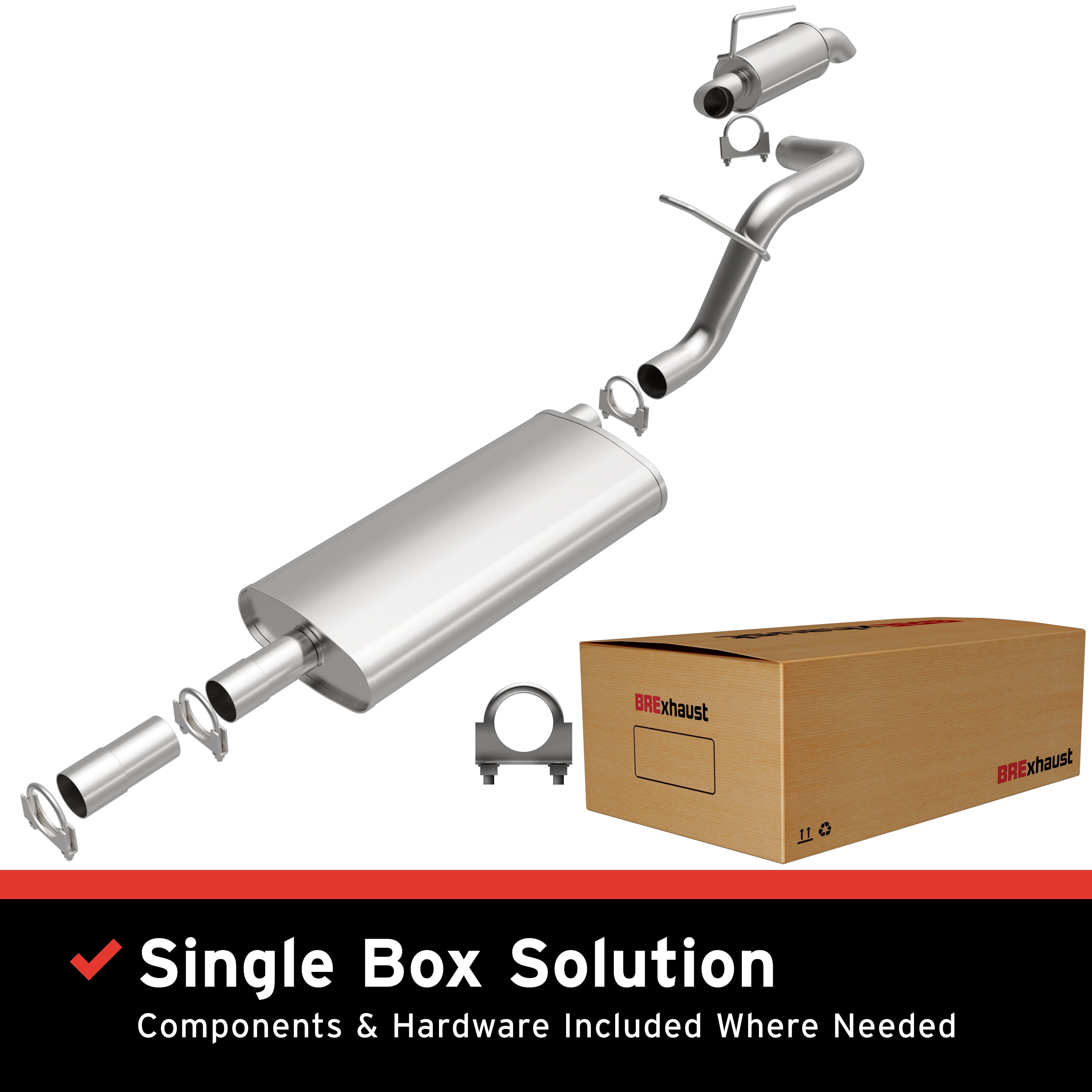 BRExhaust OE Replacement Exhaust System Kit 106-0047: Compatible with 2007-2011 Dodge Nitro 3.7L, 2008-2012 Jeep Liberty 3.7L