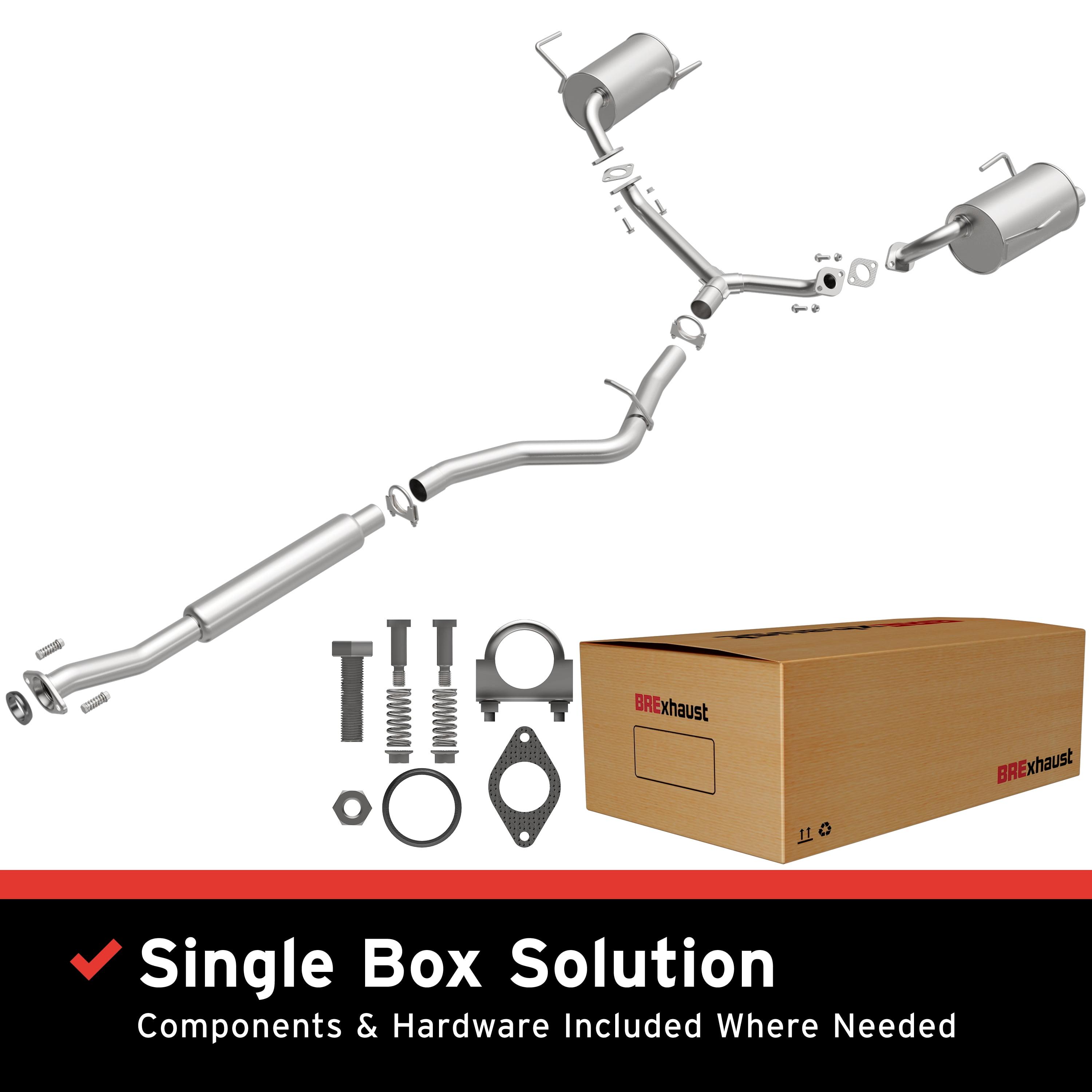 BRExhaust OE Replacement Exhaust System Kit 106-0133: Compatible with 2009-2013 Subaru Forester 2.5L, 2008-2011 Subaru Impreza 2.5L
