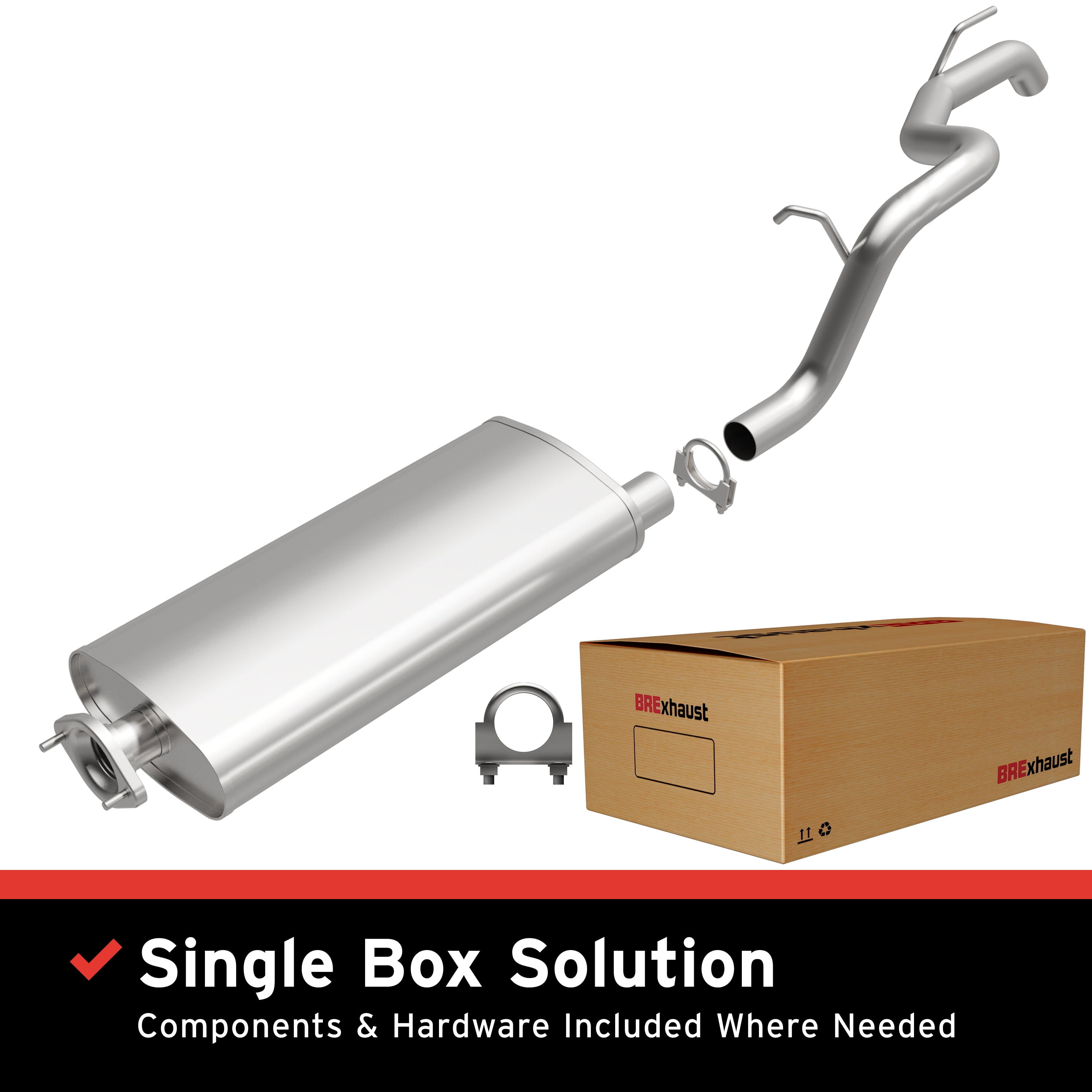 BRExhaust OE Replacement Exhaust System Kit 106-0012: Compatible with 2002-2005 Jeep Liberty 2.4L, 2005-2006 Jeep Liberty 2.8L, 2002-2007 Jeep Liberty 3.7L