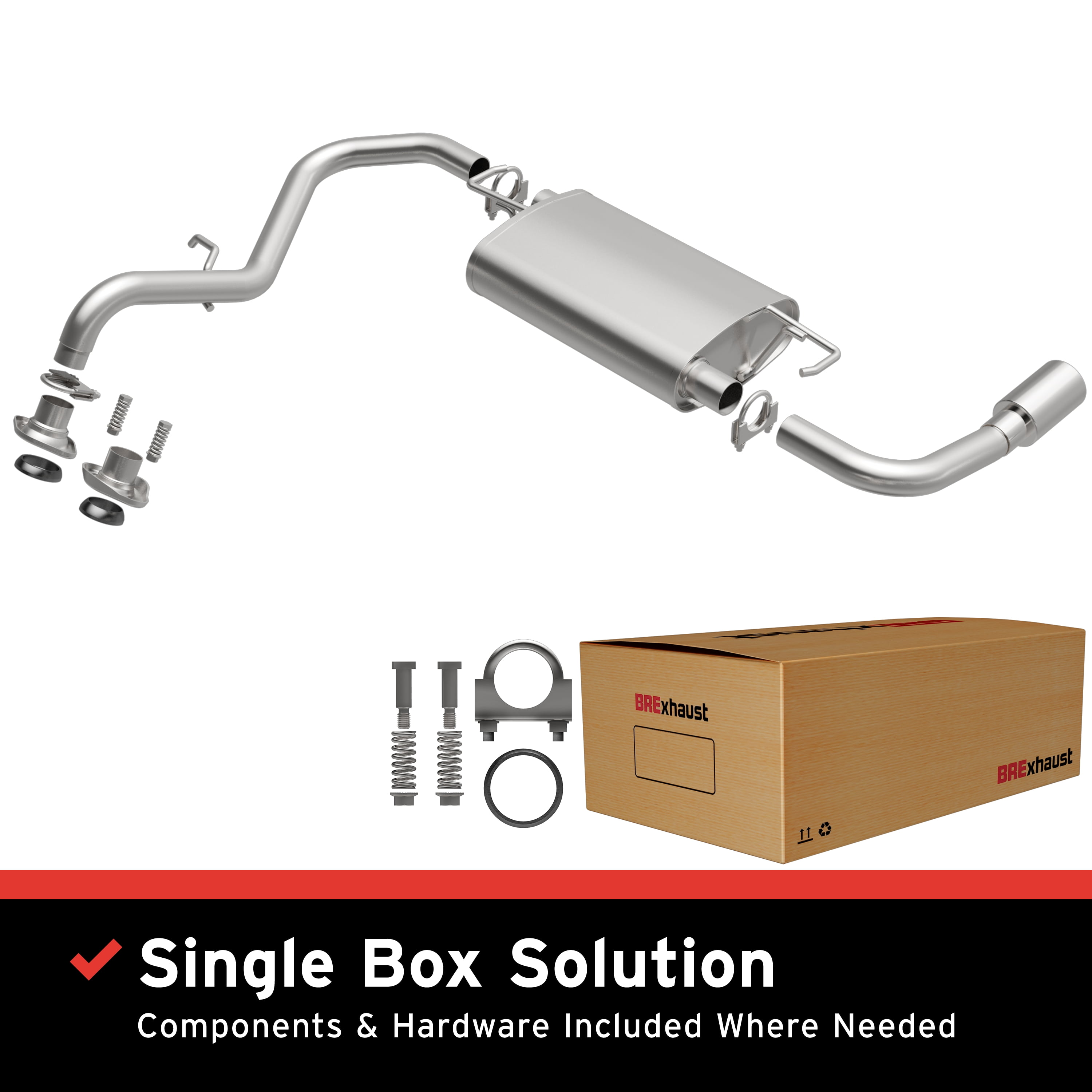 BRExhaust OE Replacement Exhaust System Kit 106-0061: Compatible with 2003-2008 Pontiac Vibe 1.8L, 2003-2008 Toyota Matrix 1.8L
