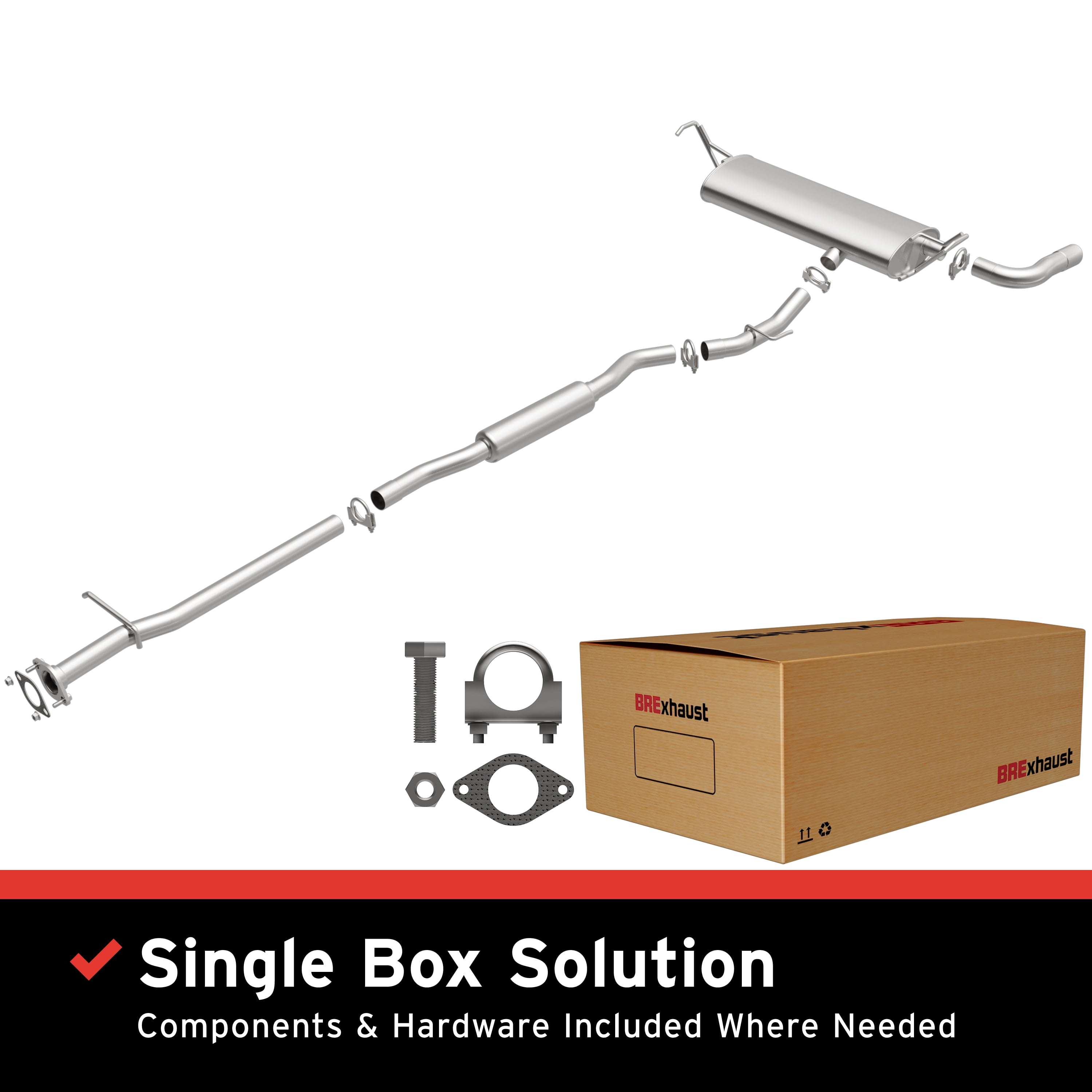 BRExhaust OE Replacement Exhaust System Kit 106-0243: Compatible with 2008-2013 Nissan Rogue 2.5L, 2014-2015 Nissan Rogue Select 2.5L