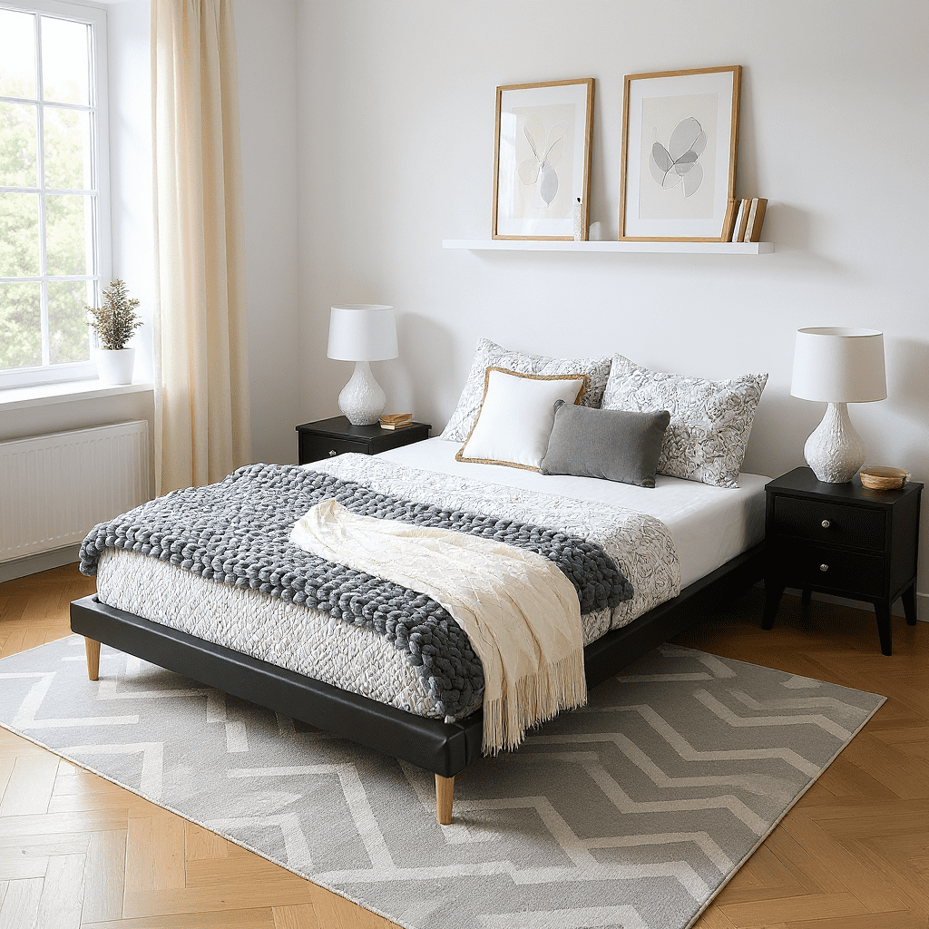 BRGMAUS QUEEN Size Faux Leather Platform Bed Frame - Waterproof & Easy Clean, Sturdy Solid Wood + 12 Slats + Center Support