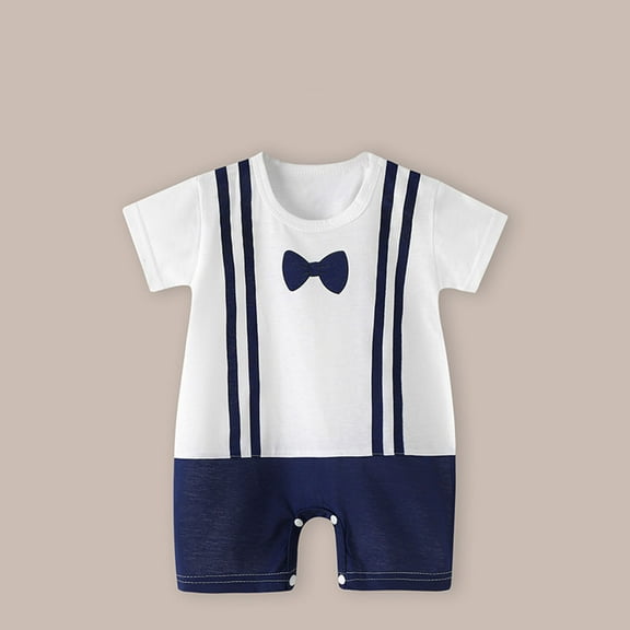 BRGZLK 2025 Summer Outfits for Toddler Baby Romper Boys Girls Funny Printed Short Sleeve T-Shirt Cute Round Neck Bodysuit Dark Blue 12-18 Months
