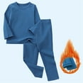 thumbnail image 1 of BRGZLK 2PC Kids Homewear Girls Cute Solid Color Casual Round Neck Long Sleeved Shirt with Elastic Waist Long Pants Home Suit Fall Winter Clothes Blue 3-4 Years, 1 of 5