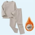 thumbnail image 1 of BRGZLK 2PC Kids Homewear Girls Cute Solid Color Casual Round Neck Long Sleeved Shirt with Elastic Waist Long Pants Home Suit Fall Winter Clothes Gray 7-8 Years, 1 of 5